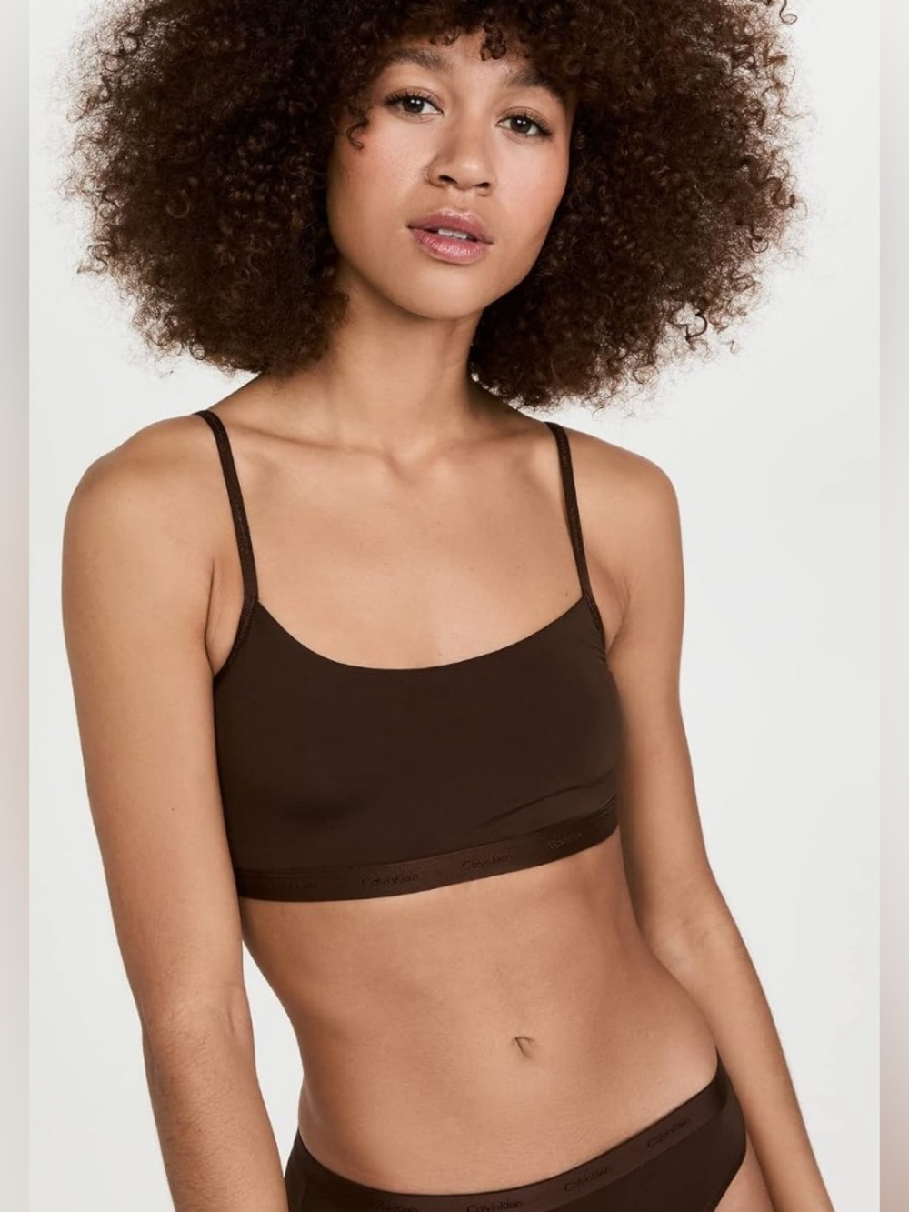 Calvin Klein Women’s Form to Body Naturals Unlined Bralette Dark Brown, Umber S